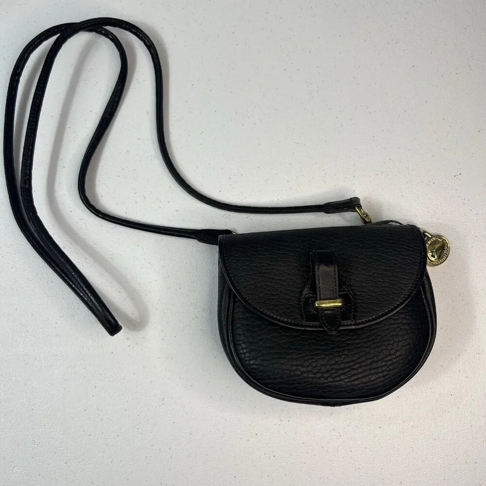 Dooney & Bourke Black AWL Shoulder Crossbody Pebble Leather Bag Vintage Made USA